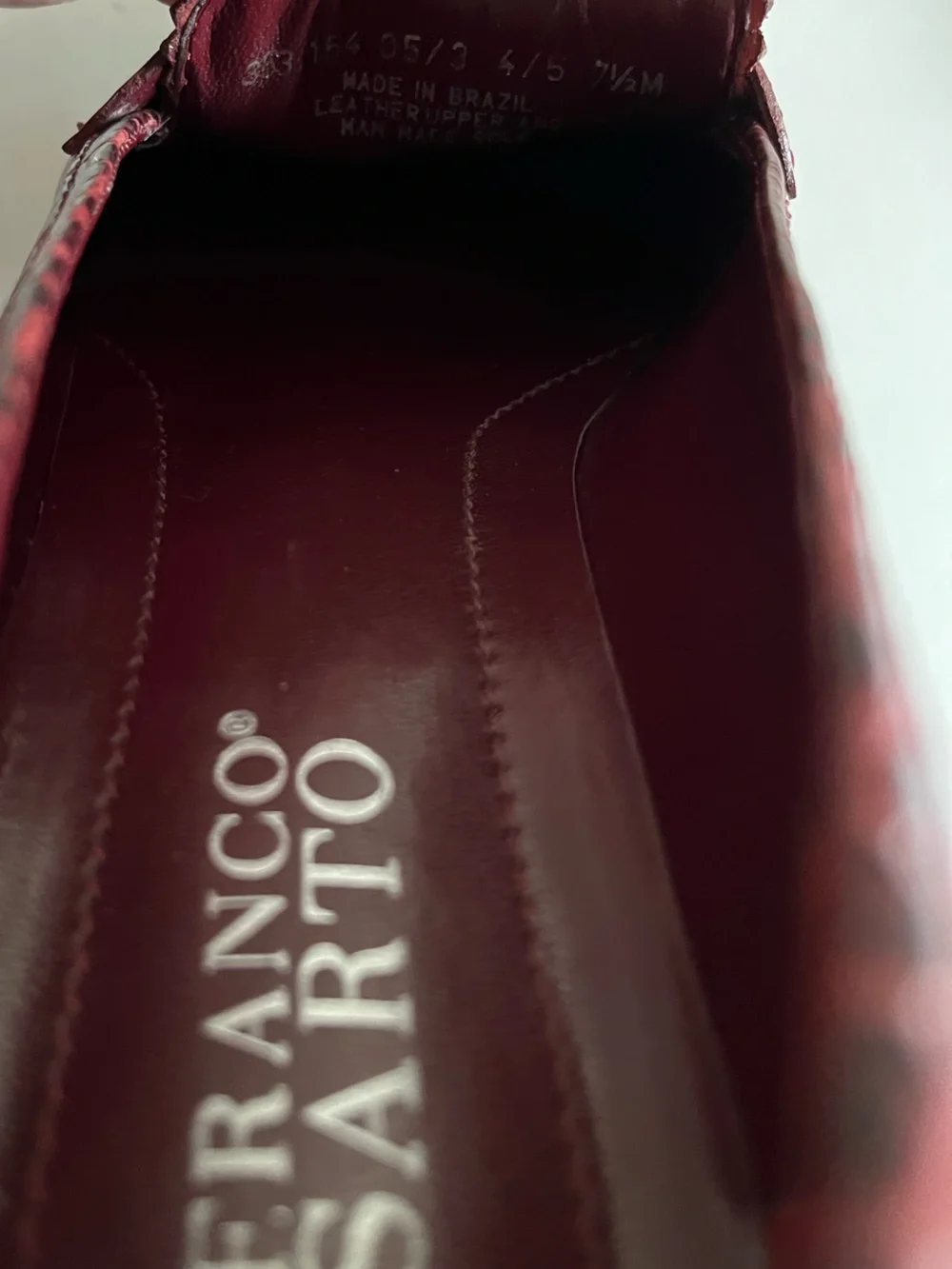 Franco Sarto Burgundy Genuine Crocodile-Embossed Leather Penny Loafers 7.5